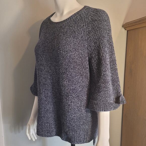 ARCHITECT Womens Black White Speckled Sweater Sz 1X 3/4 Cuffed Sleeves Hugge - Picture 7 of 10